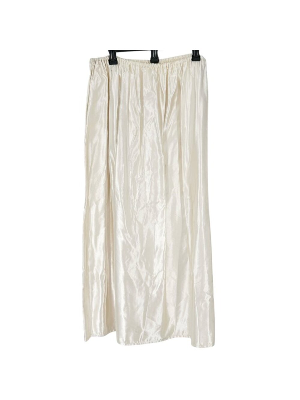 Handmade Cream Satin Full Length Skirt Elastic Waistband 32” Waist 37.5" Long